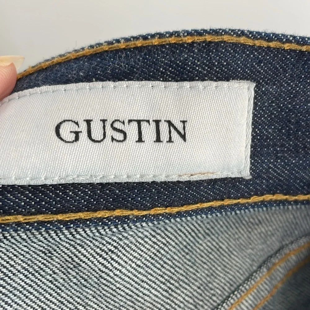 Gustin Mens Slim Fit Raw Denim Indigo Jeans Size 29 Made in USA Button Fly